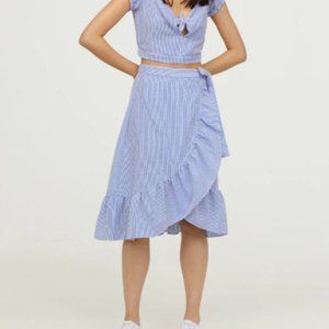H&M Seersucker Wrap Midi Skirt